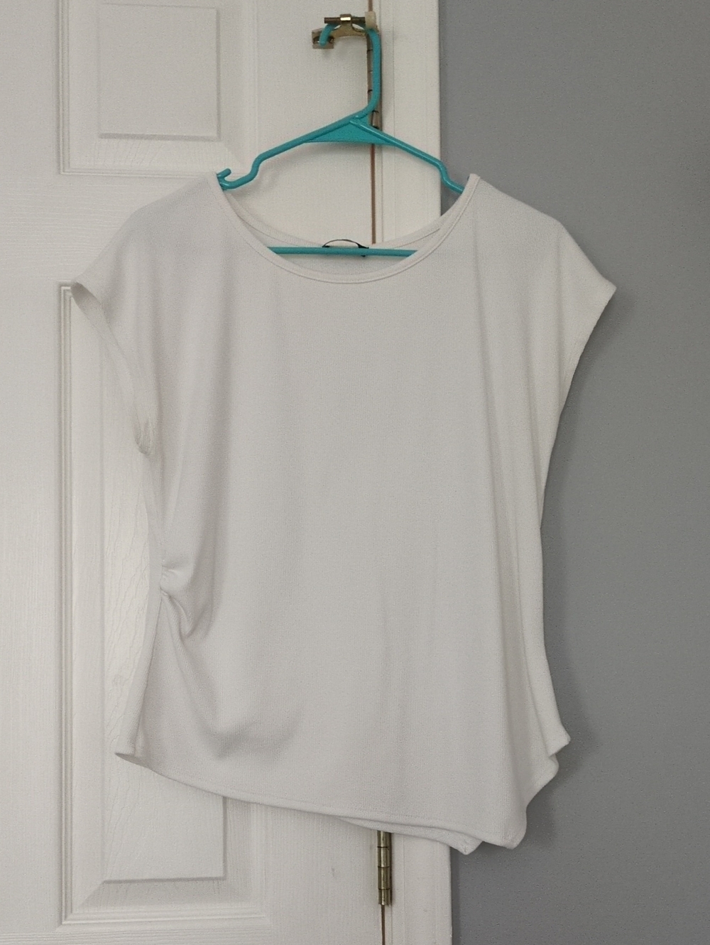 Relaxed White Short Sleeve Boatneck Top